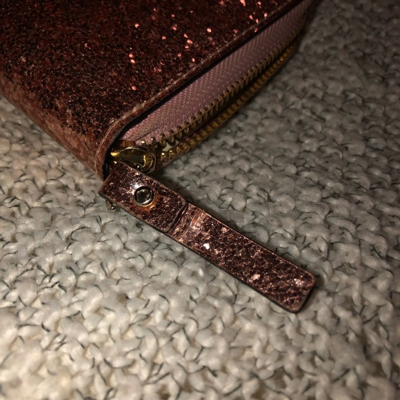 kate spade ♠️ Glitter Bug Lacey Zip-around Checkbook Wallet - chunky Rose Gold - Picture 9 of 10